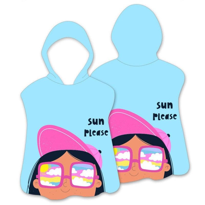 Hood Cape Kylpypyyhe Kylpytakki Poncho, 60x60cm - Glasses Girl / Blue