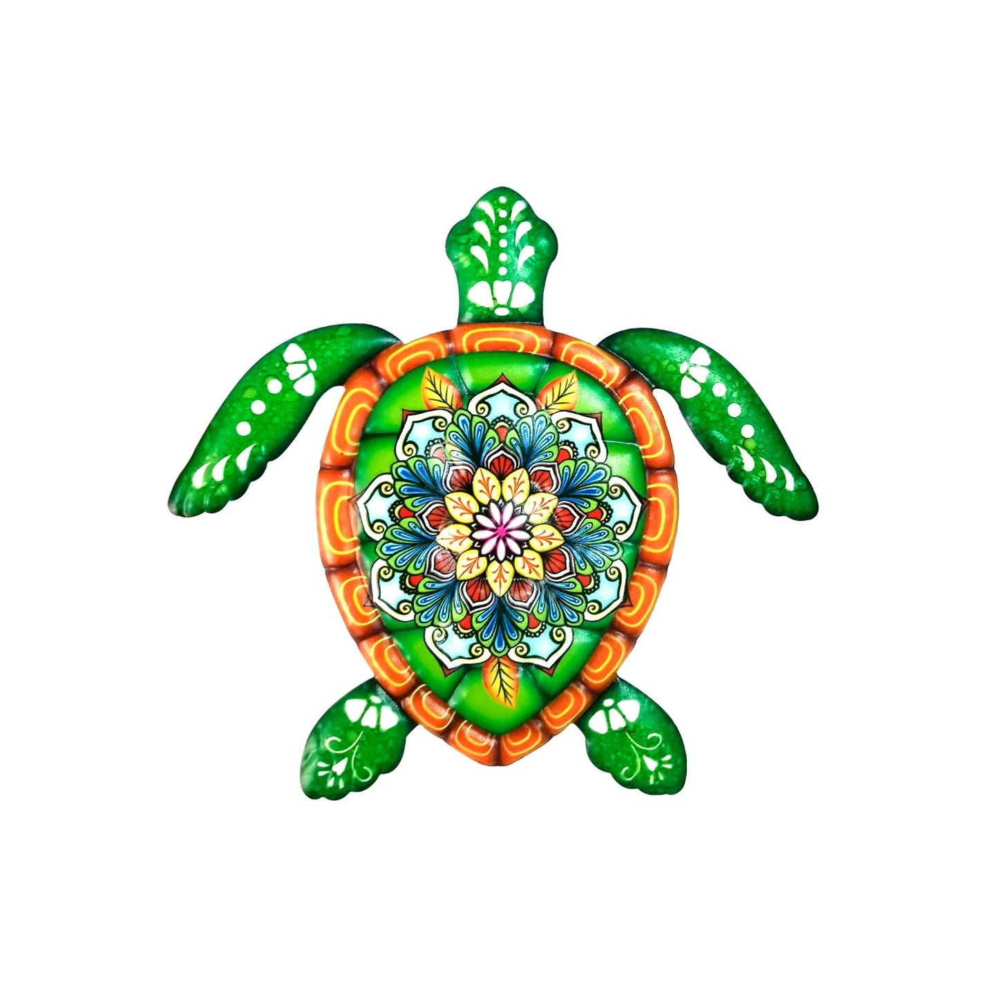 Turtle Iron Wall Decal Garden Ornament 21.5x20cm - Green