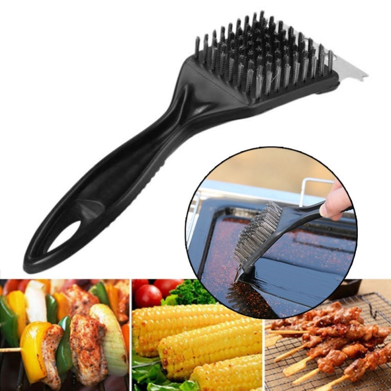 Multifunctional grill brush in stainless steel