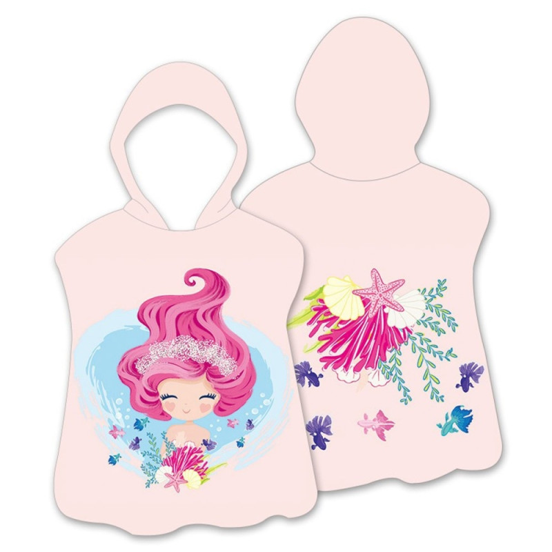 Hood Cape Badehåndklæde Badekåbe Poncho, 60x60cm - Ocean Princess