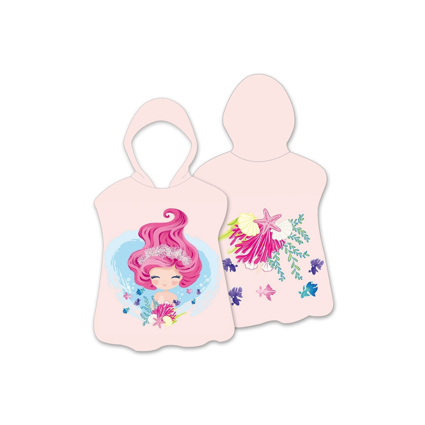 Hood Cape Badehåndklæde Badekåbe Poncho, 60x60cm - Ocean Princess