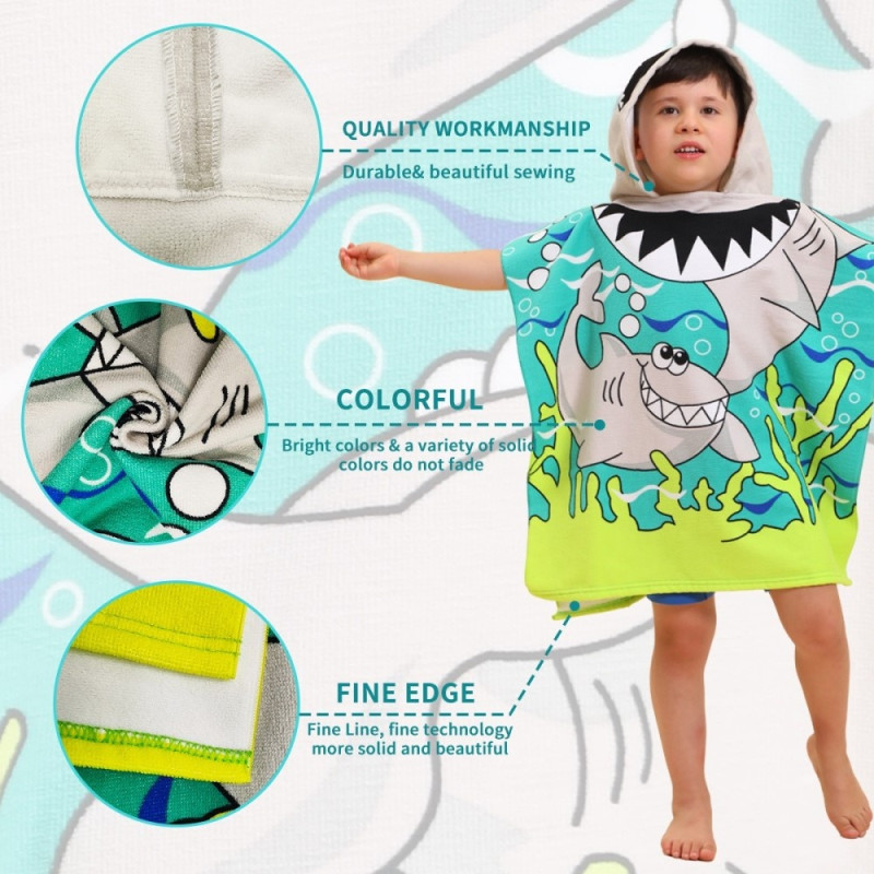 Hood Cape Badehåndklæde Badekåbe Poncho, 60x60cm - Ocean Princess