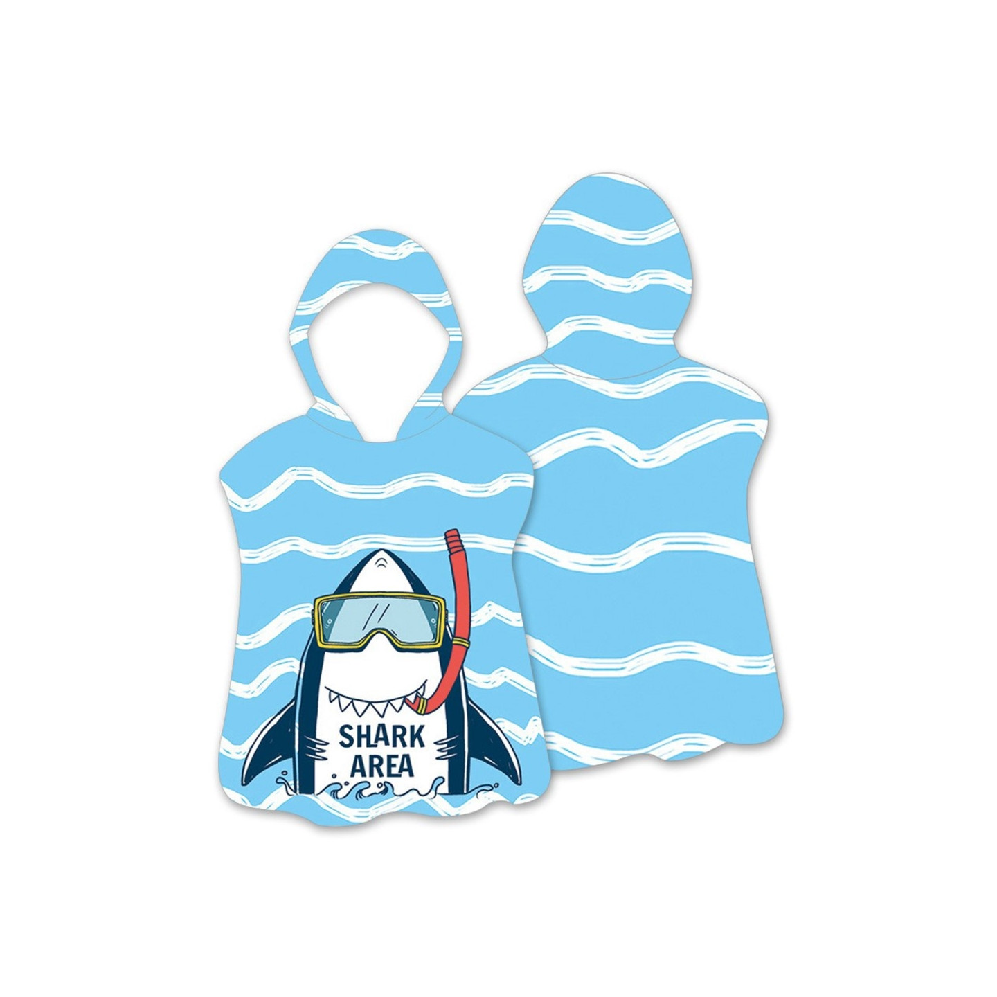 Hood Cape Badehåndklæde Badekåbe Poncho, 60x60cm - Stripe / Shark