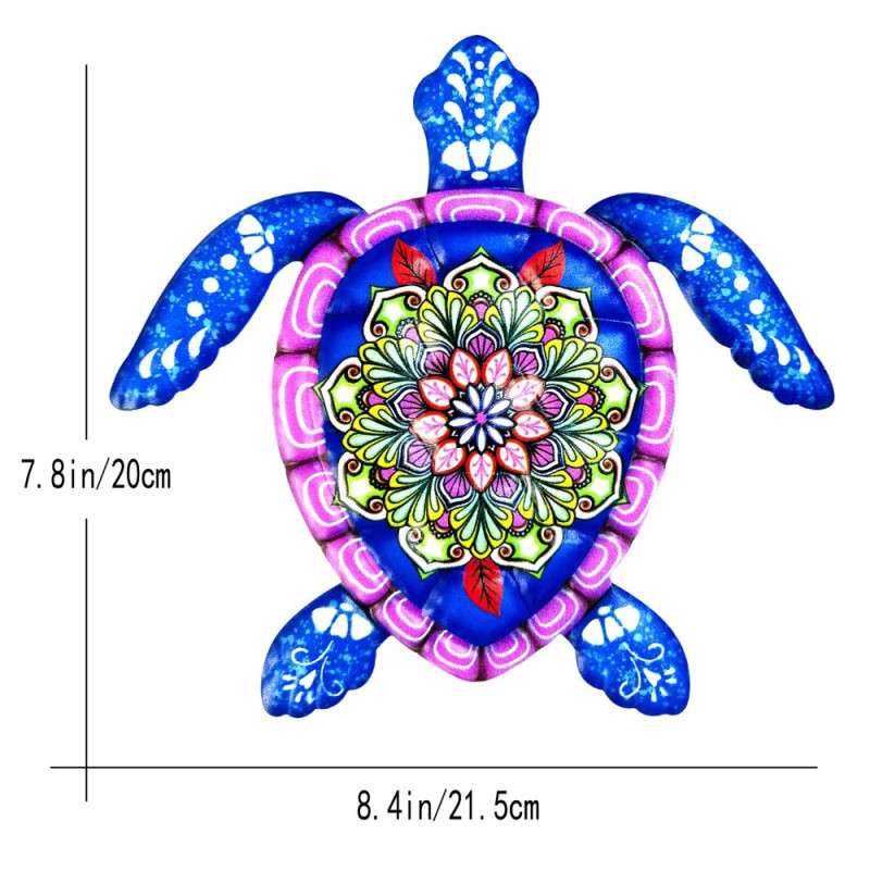 Turtle Iron Veggklistremerke Hagepynt 21,5x20cm - Blå