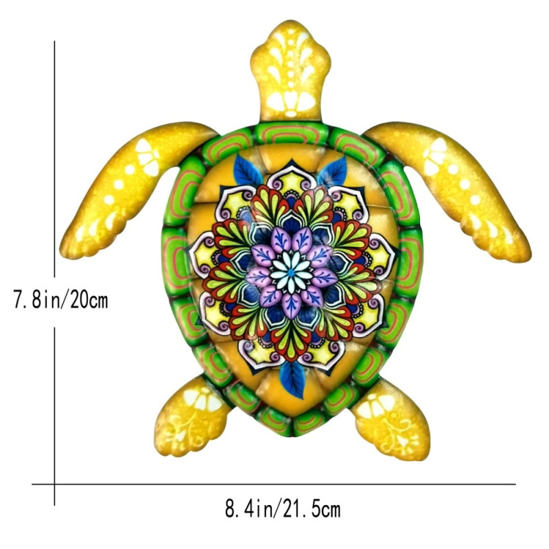 Skildpadde jern Vægskilt Have Ornament 21,5x20cm - Gul