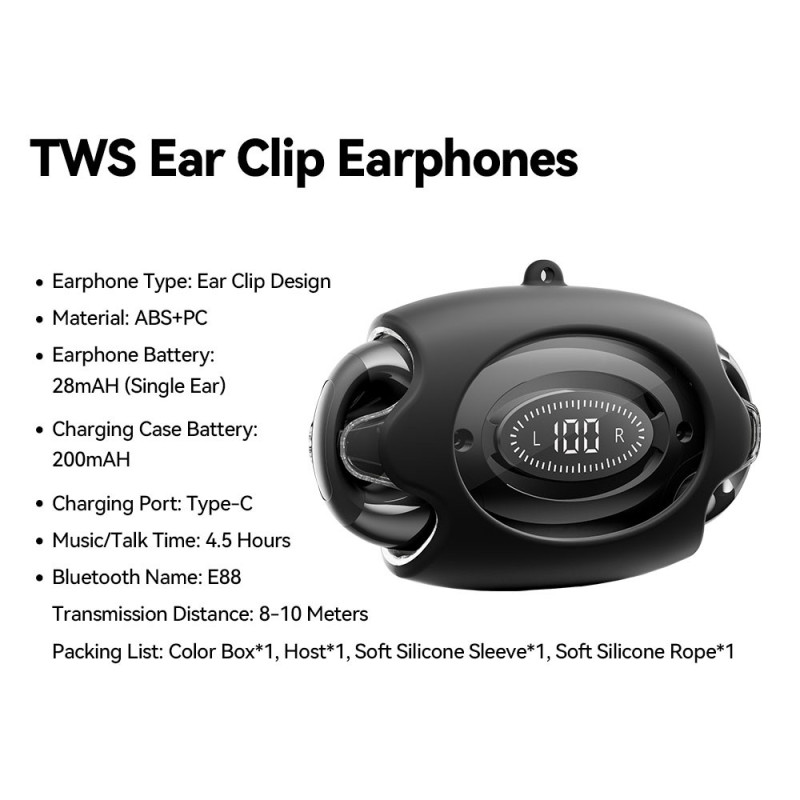 ESSAGER Bluetooth Headset Trådløse Hovedtelefoner Svedbestandige - Sort