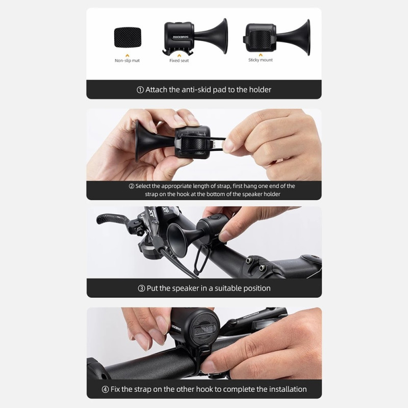 Electric Bike Bell Bell High Decibel Cykelstyr - Sort