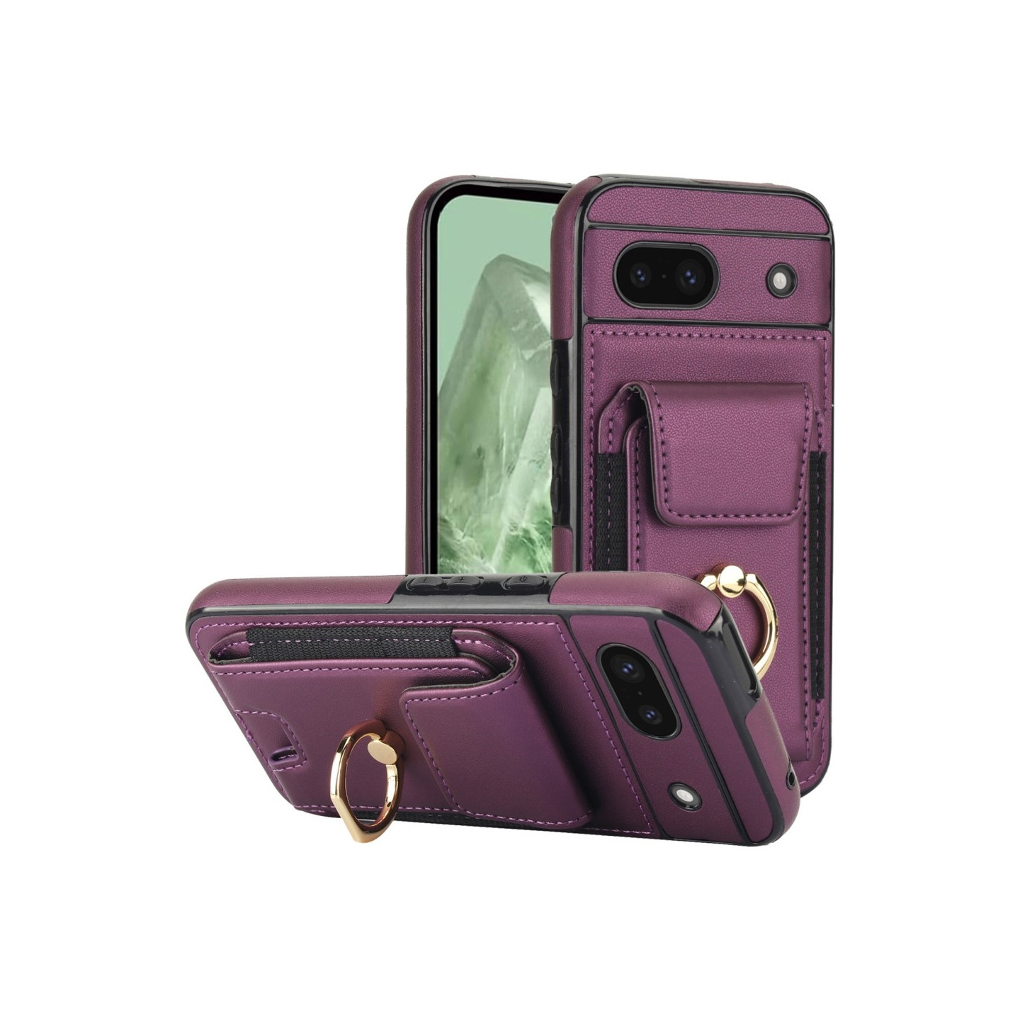 For Google Pixel 8a Kickstand Case Telefonveske med Kortspor - Lilla