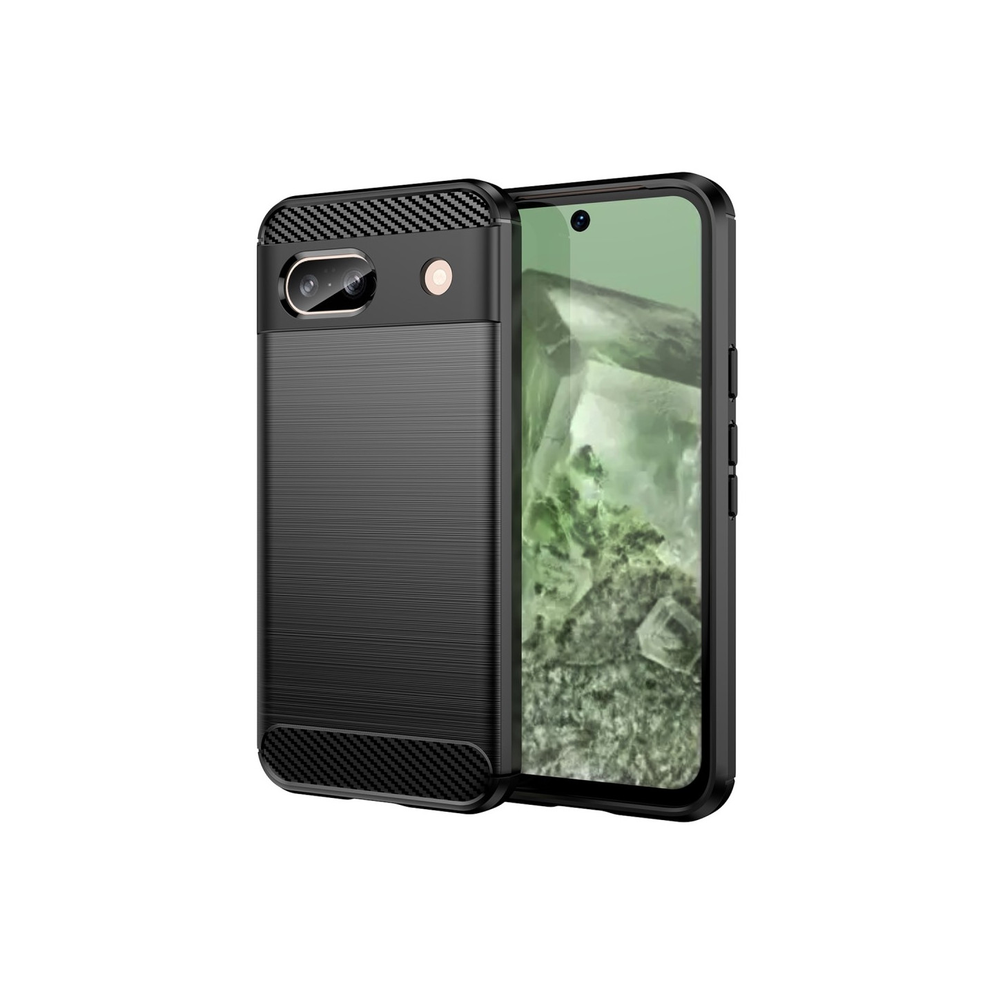 Hiilikuiturakenteinen TPU - kansi Google Pixel 8a - musta