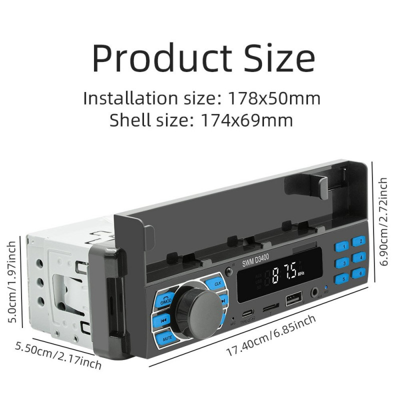Bluetooth Stereo Autostereo FM Radio MP3 - soitin Puhelinteline