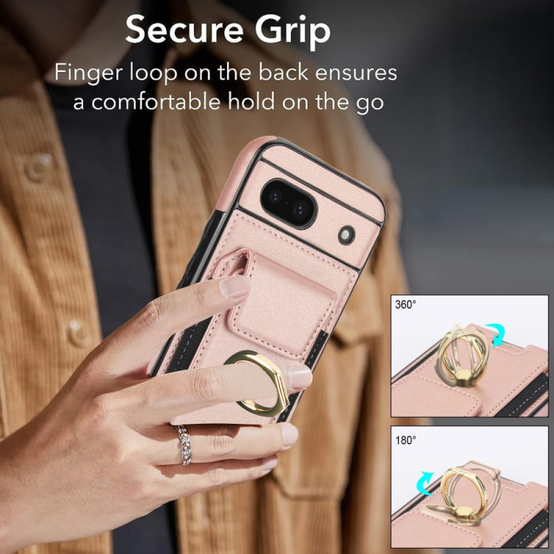Til Google Pixel 8a Kickstand Case Telefonveske med Kortspor - Rose Gold