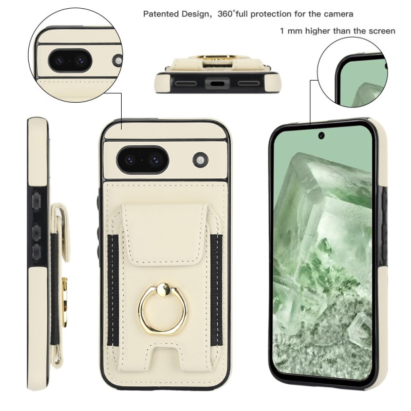 For Google Pixel 8a Kickstand Case Telefonveske med Kortspor - Hvit
