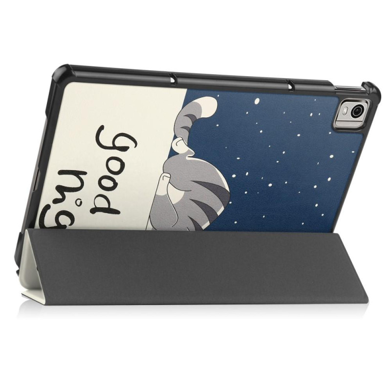 Nokia T21 Trifold Stand Sleep Wake Tablet Kansi Suojakuori - Cat