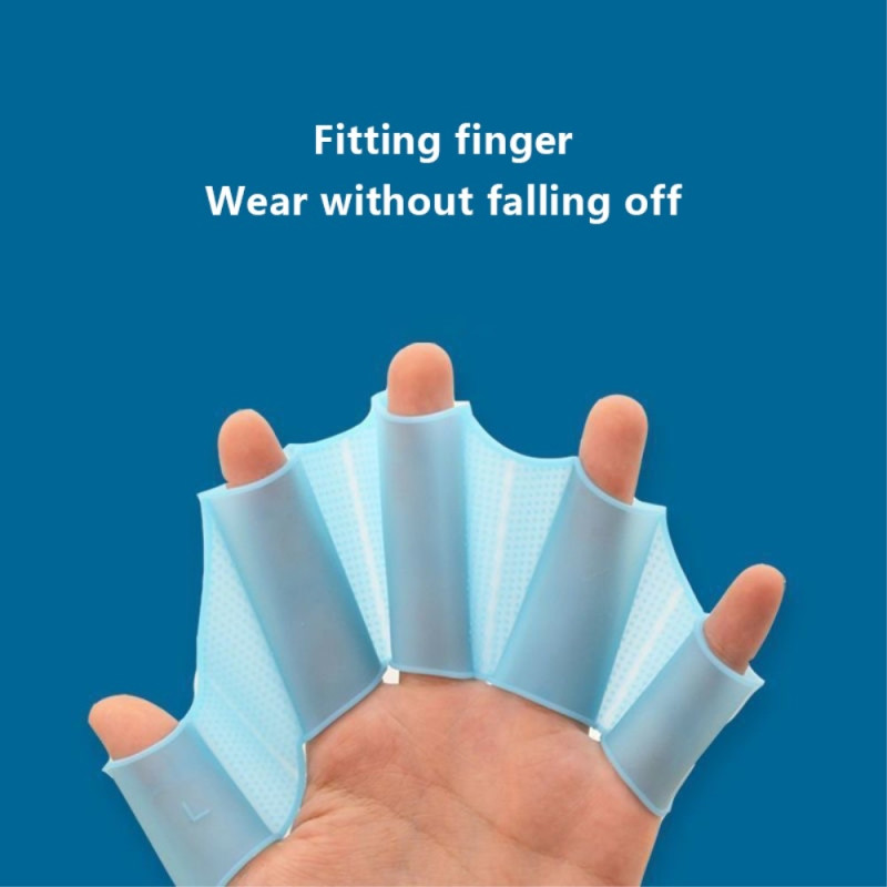 1 Pair of Swimming Gloves Hand Paddles Water Resistant - Blue/L