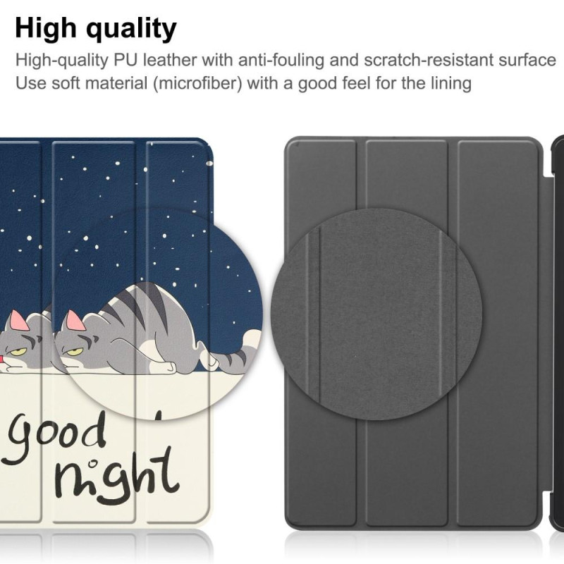 Nokia T21 Trifold Stand Sleep Wake Tablet Kansi Suojakuori - Cat