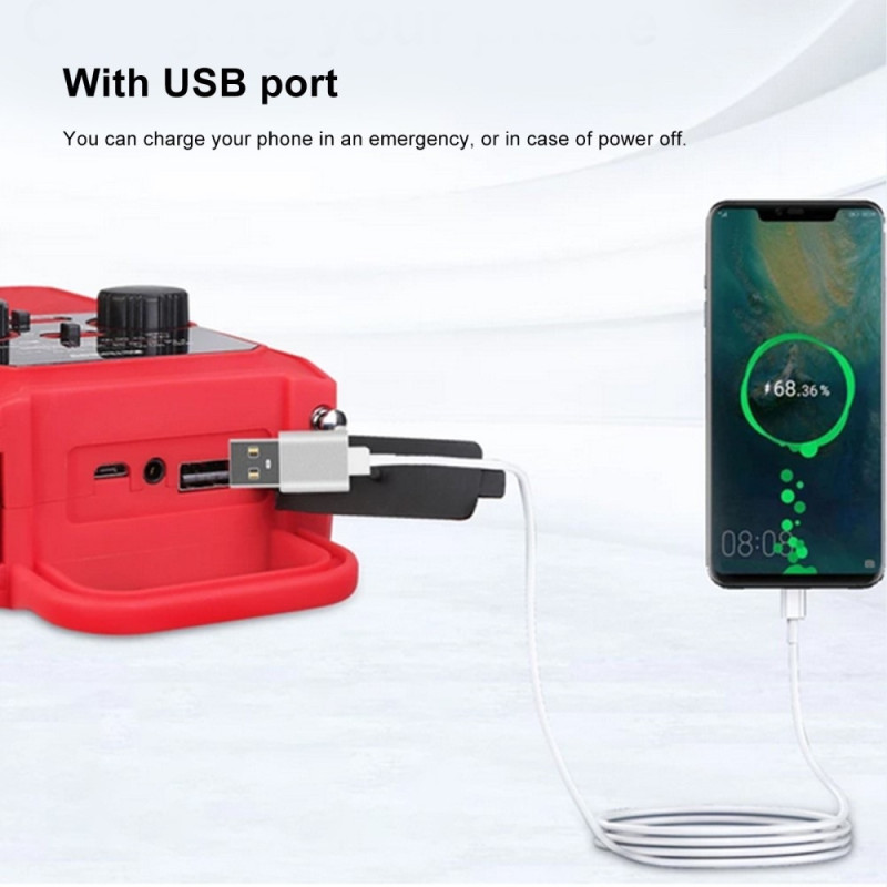 FM/AM/WB/WBAL Radio Håndsveiv 5000mAh sollommelykt SOS