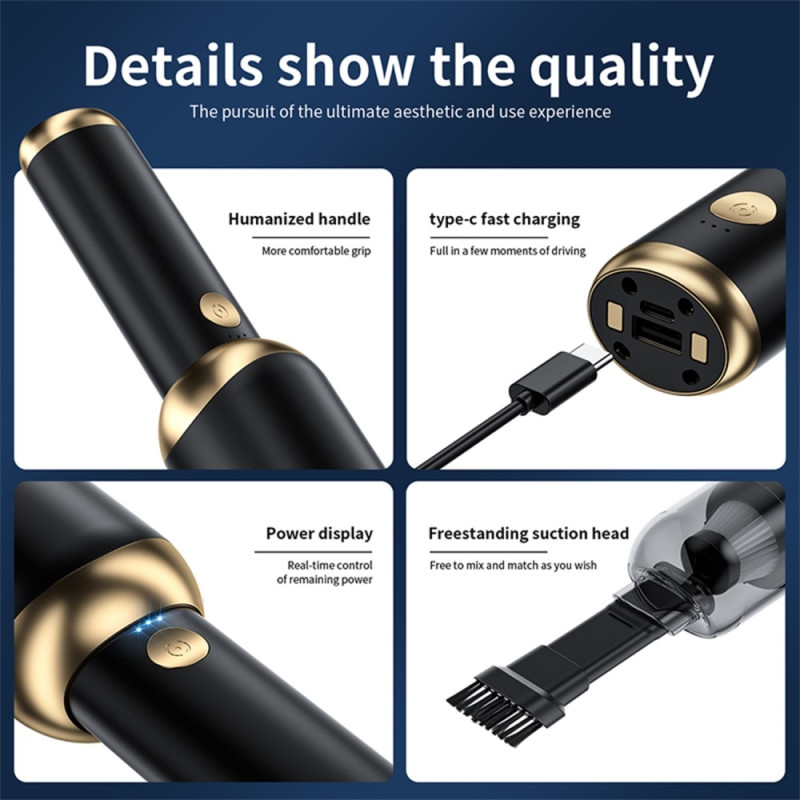 13000Pa Mini Vacuum Cleaner Flashlight Detachable Handle Car Home