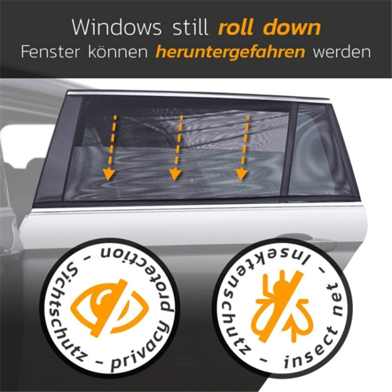 2 pcs Car side window sun protection Stretchable curtains mosquito net