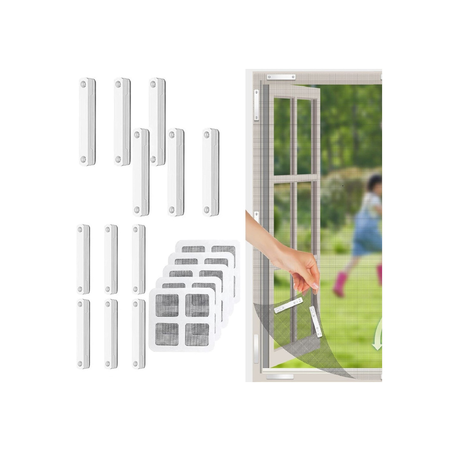 Holeless Anti Mosquito Window Screen Magnetic Clip Buckle with Patch