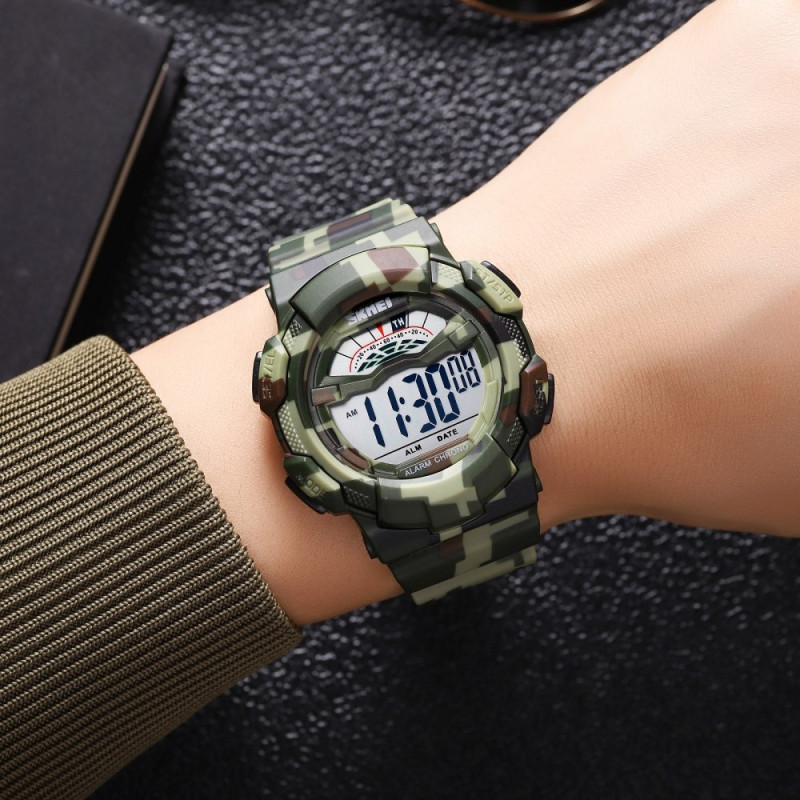 SKMEI 50m Waterproof Wristwatch Clock - Green Camouflage