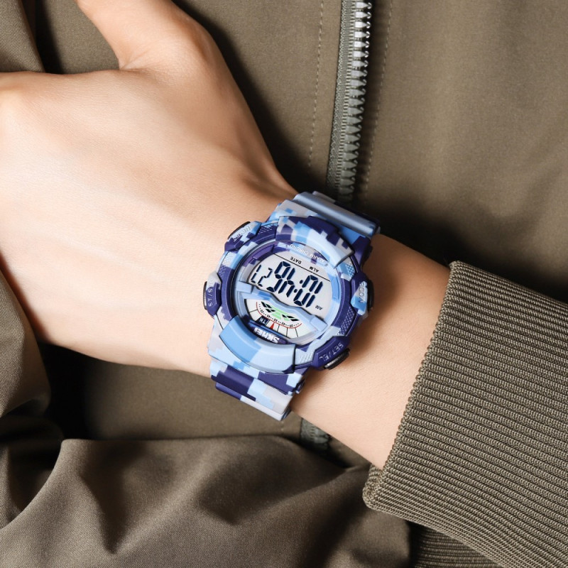 SKMEI 50m vandtæt armbåndsur - Blå camouflage
