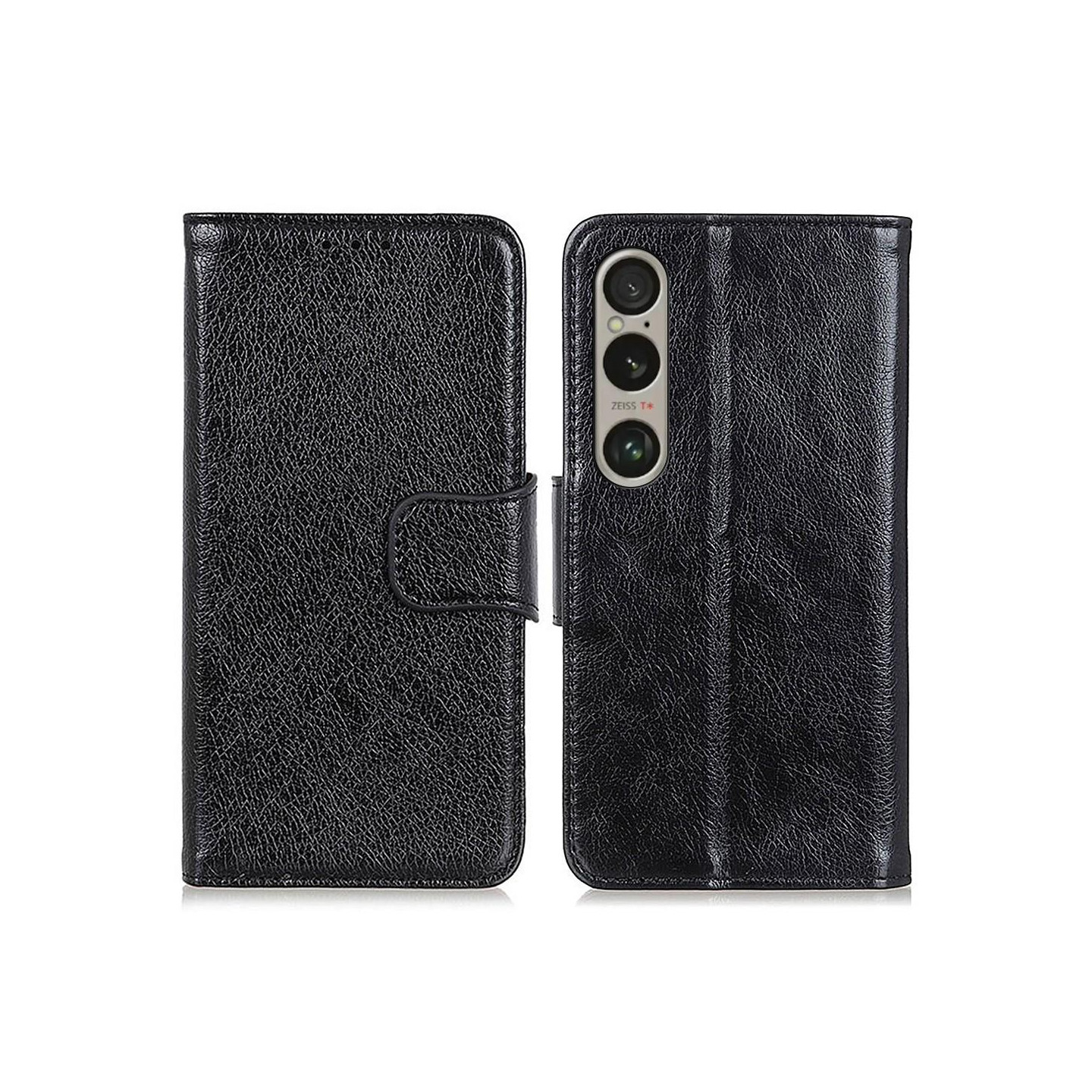 Til Sony Xperia 1 VI Tekstureret Split Pung Taske - Sort