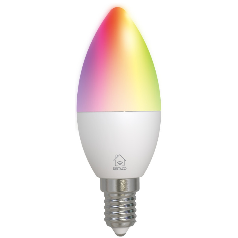 DELTACO Smart LED - lampe, E14, RGB, WiFi, 4,9W