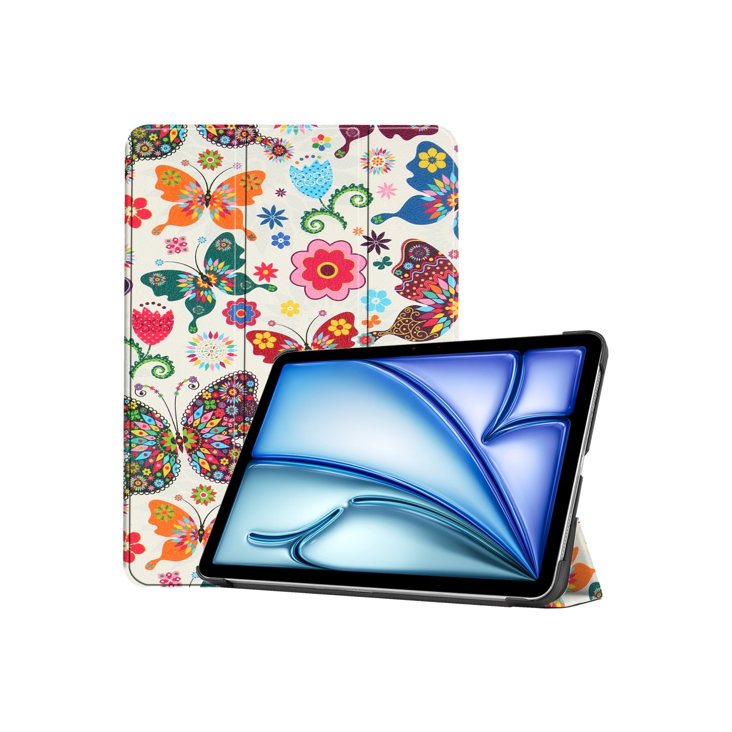 iPad Air 11 (2024) Kotelo Auto Herää / Nuku Kolminkertainen Taittojalusta Tabletin Suoja - Butterflies
