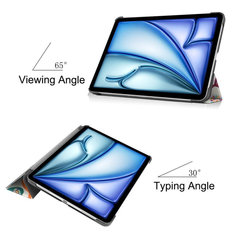 iPad Air 11 (2024) Kotelo Auto Herää / Nuku Kolminkertainen Taittojalusta Tabletin Suoja - Butterflies