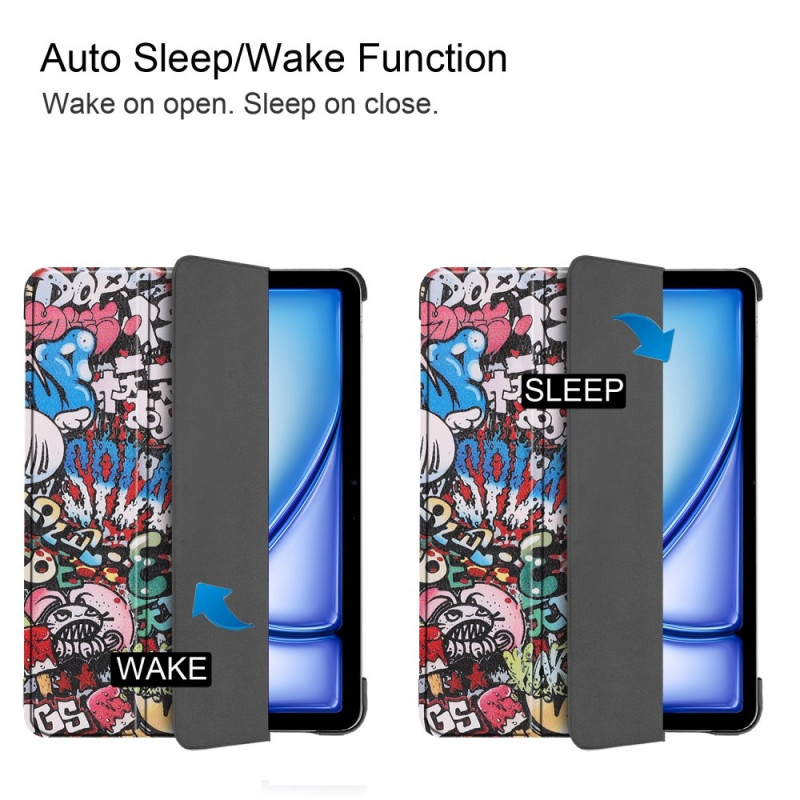 Til iPad Air 11 (2024) Etui Tre - fold Stativ Tablet Cover - Graffiti