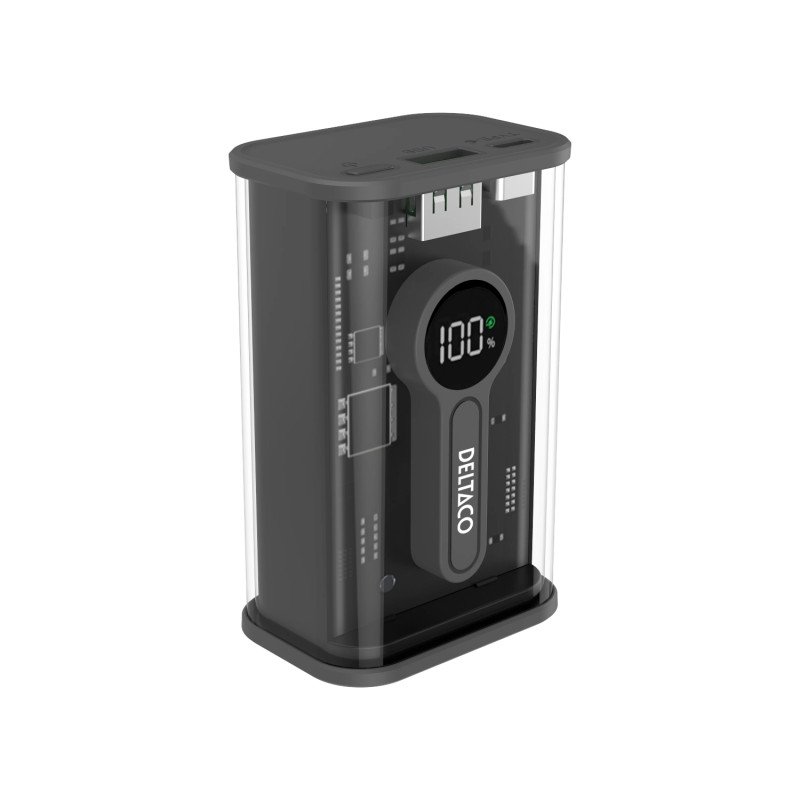 Deltaco Transparent virtapankki pikalatauksella 10 000 mAh
