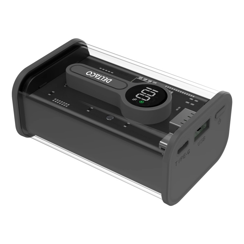 Deltaco Transparent powerbank med hurtig opladning 10.000 mAh