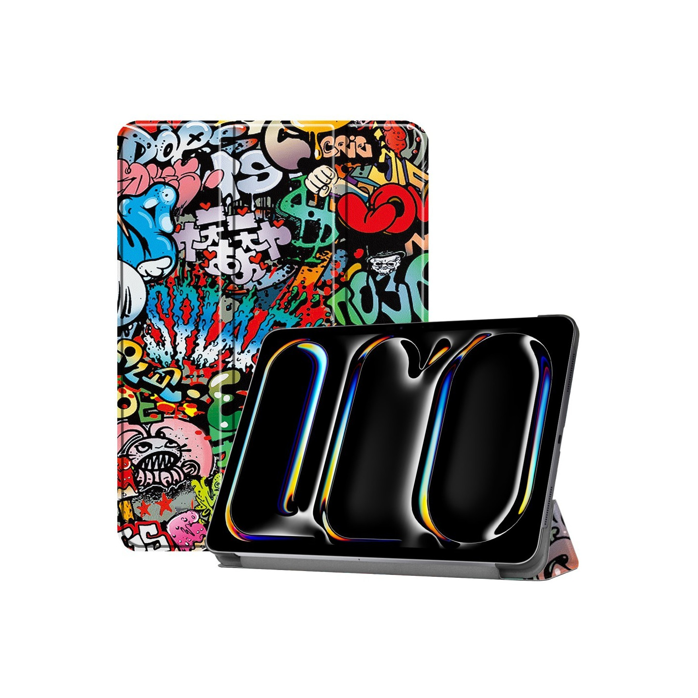 Til iPad Pro 11 (2024) Etui Tre - fold Stativ Tablet Cover - Graffiti