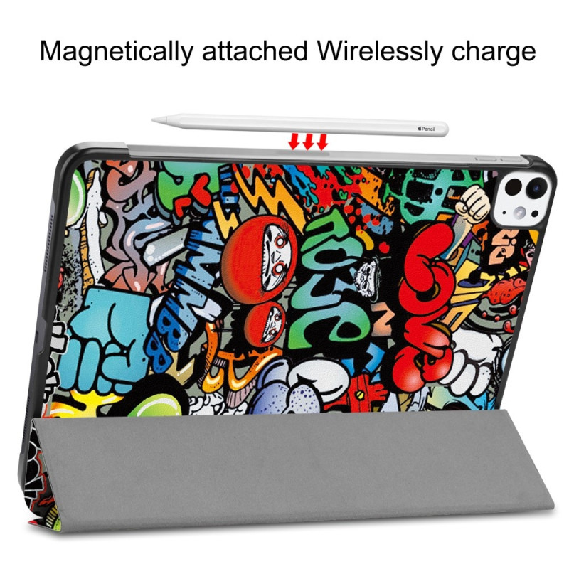 Til iPad Pro 11 (2024) Etui Tre - fold Stativ Tablet Cover - Graffiti