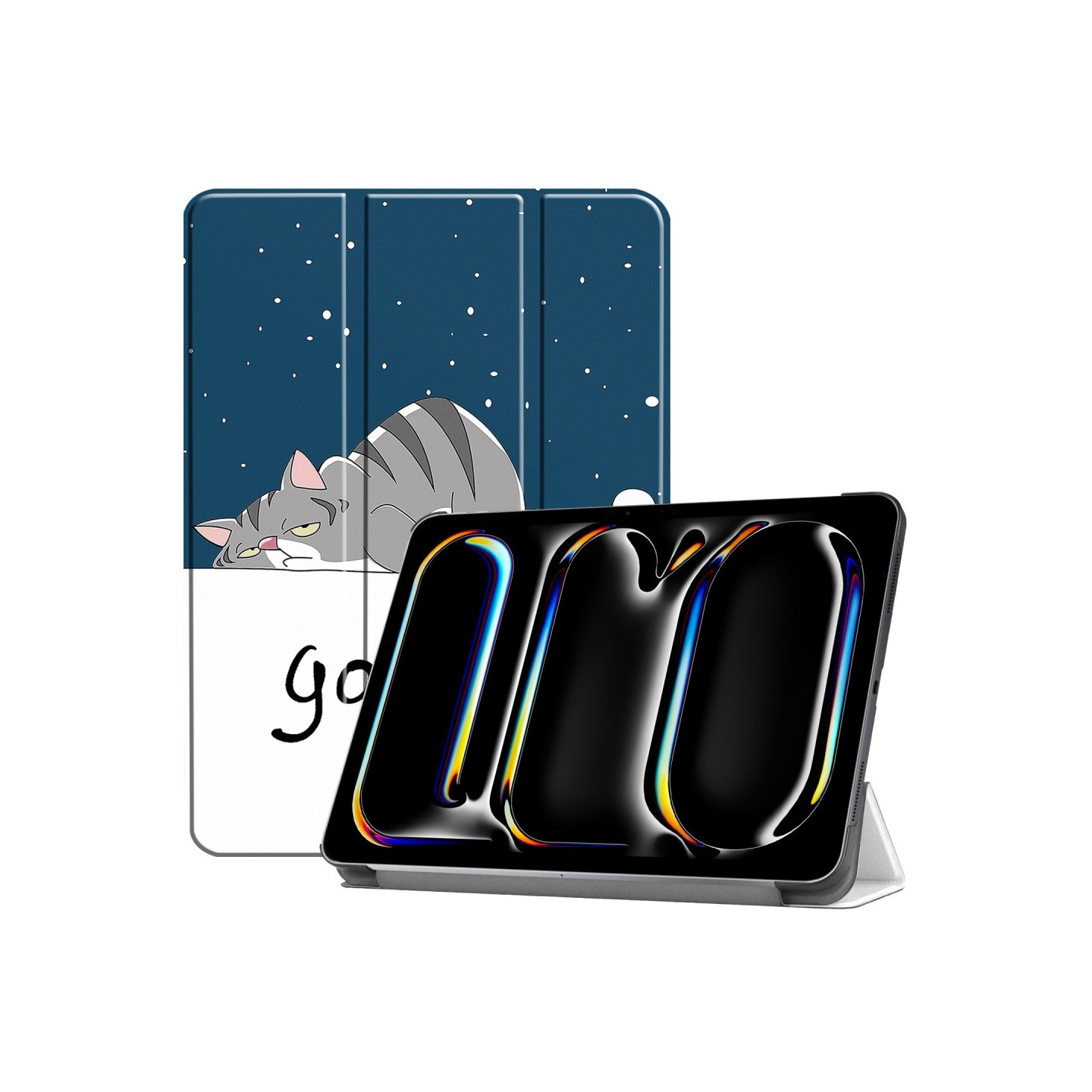 Til iPad Pro 11 (2024) Trifoldbart deksel med smal passform - Katt