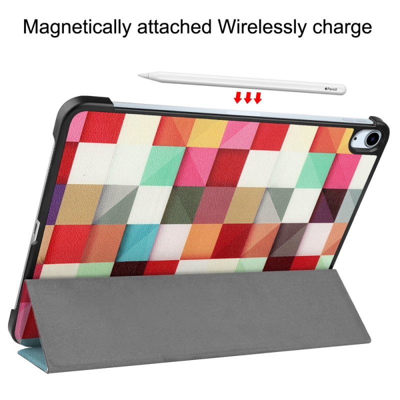 For iPad Air 11 (2024) Case Tri - fold Stand Tablet Cover - Triangle Grid