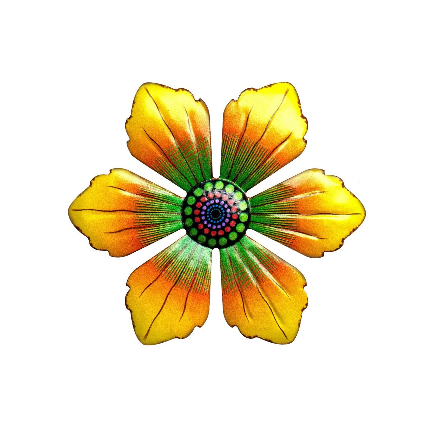 Blomst Metall Veggklistremerke Hagepynt 15x15x0,8cm - Gul