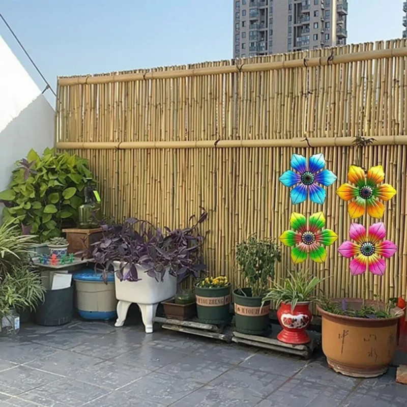 Flower Metal Wall Decor Garden Ornament 15x15x0.8cm - Yellow