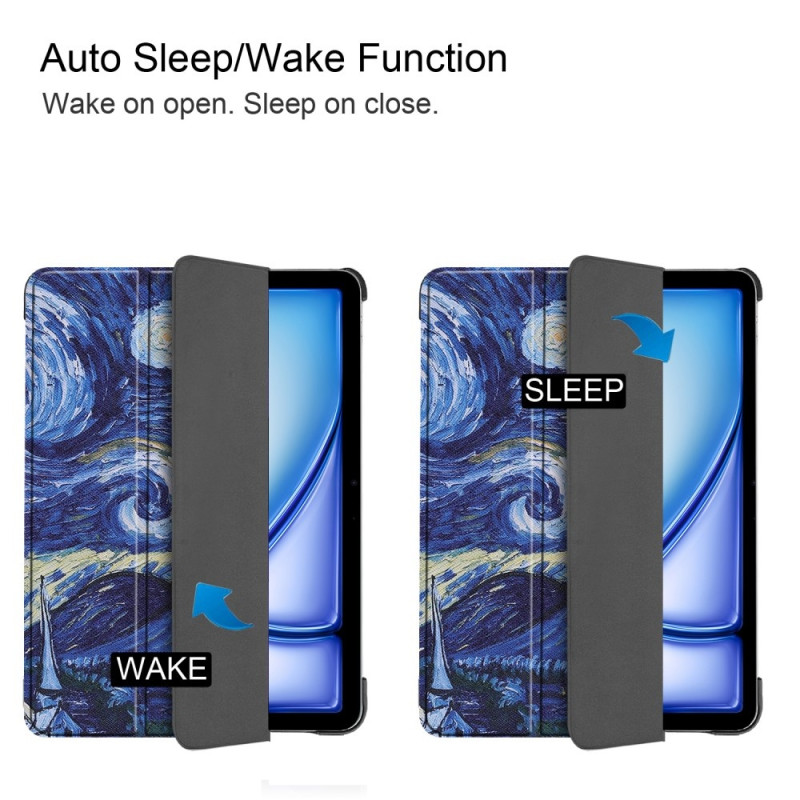 Til iPad Air 11 (2024) Etui Tre - fold Stativ Tablet Cover - Painting