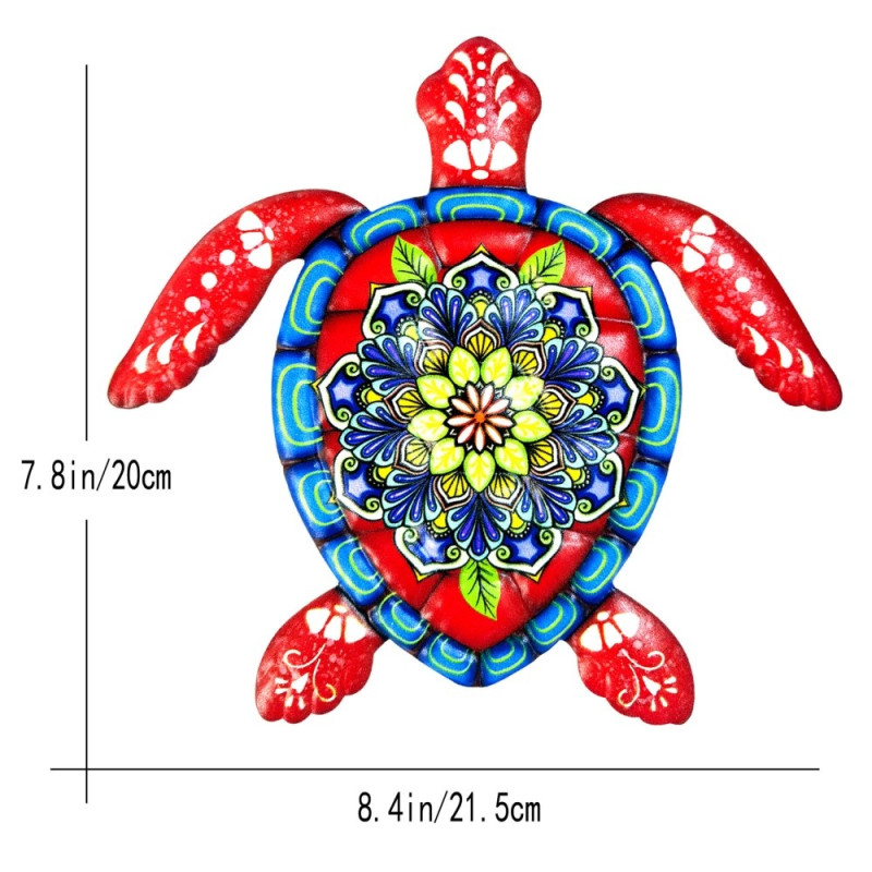Turtle Iron Veggklistremerke Hagepynt 21,5x20cm - Rød