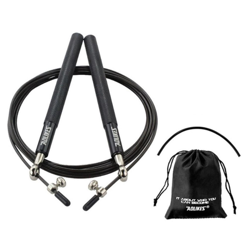 Exercise Jump Rope Adjustable Weighted Skipping Rope - Black