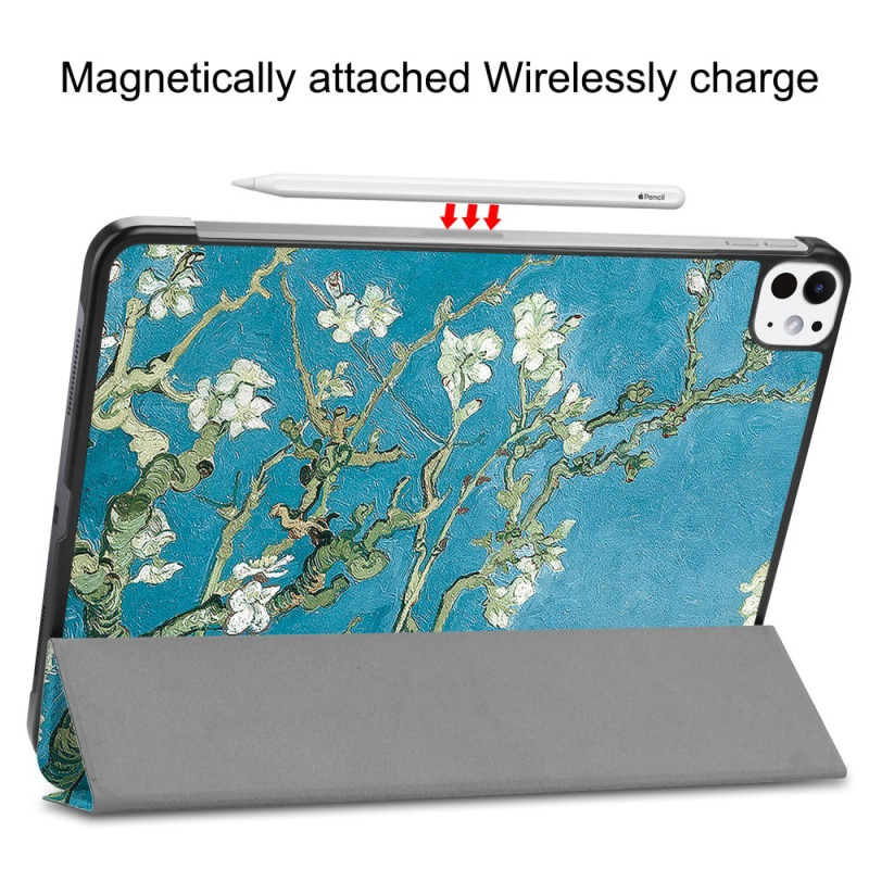 For iPad Pro 11 (2024) Case Tri - fold Stand Tablet Cover - Blossom