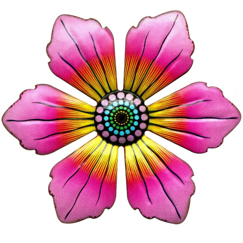 Flower Metal Wall Decor Garden Ornament 15x15x0.8cm - Red