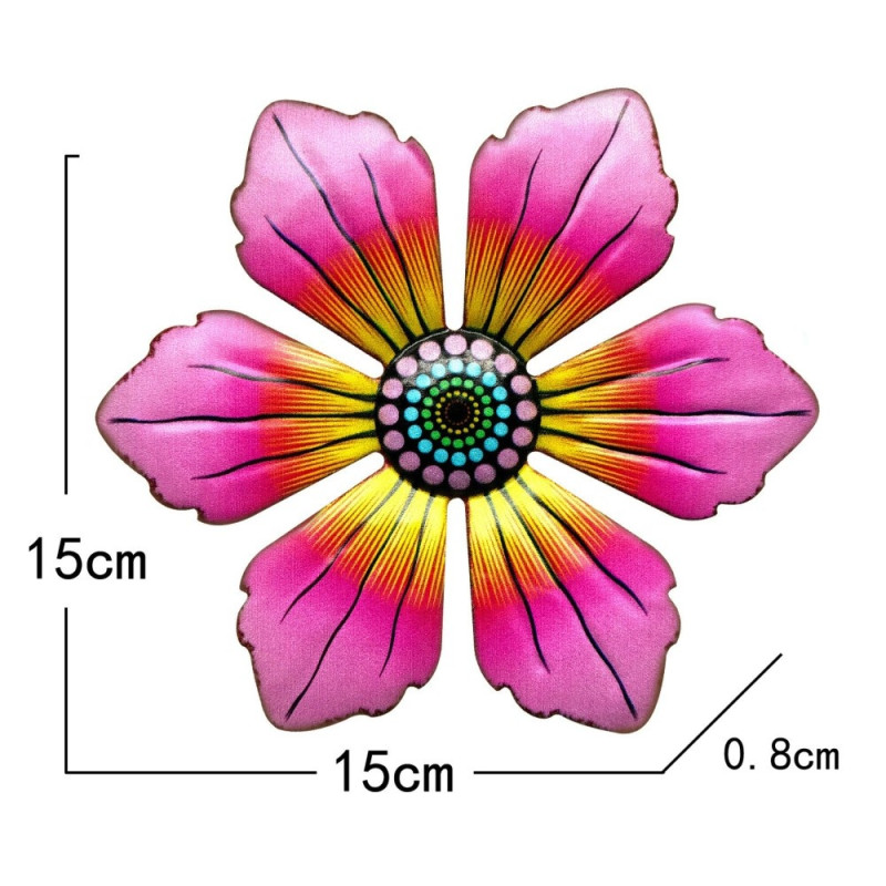 Blomst Metall Veggklistremerke Hagepynt 15x15x0,8cm - Rød