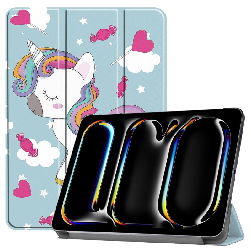 For iPad Pro 11 (2024) Case Tri - fold Stand Tablet Cover - Unicorn