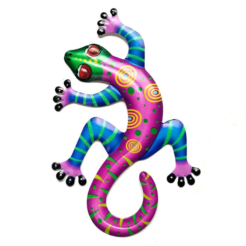 Gecko Lizard Wall Decal Garden Ornament 14x21.8x0.8cm - Pink