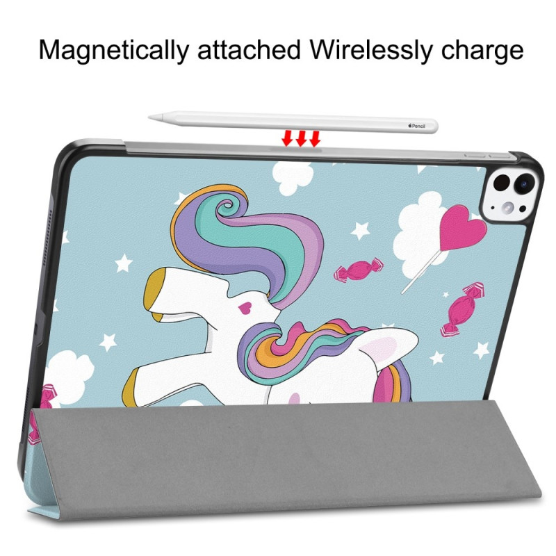 For iPad Pro 11 (2024) Case Tri - fold Stand Tablet Cover - Unicorn