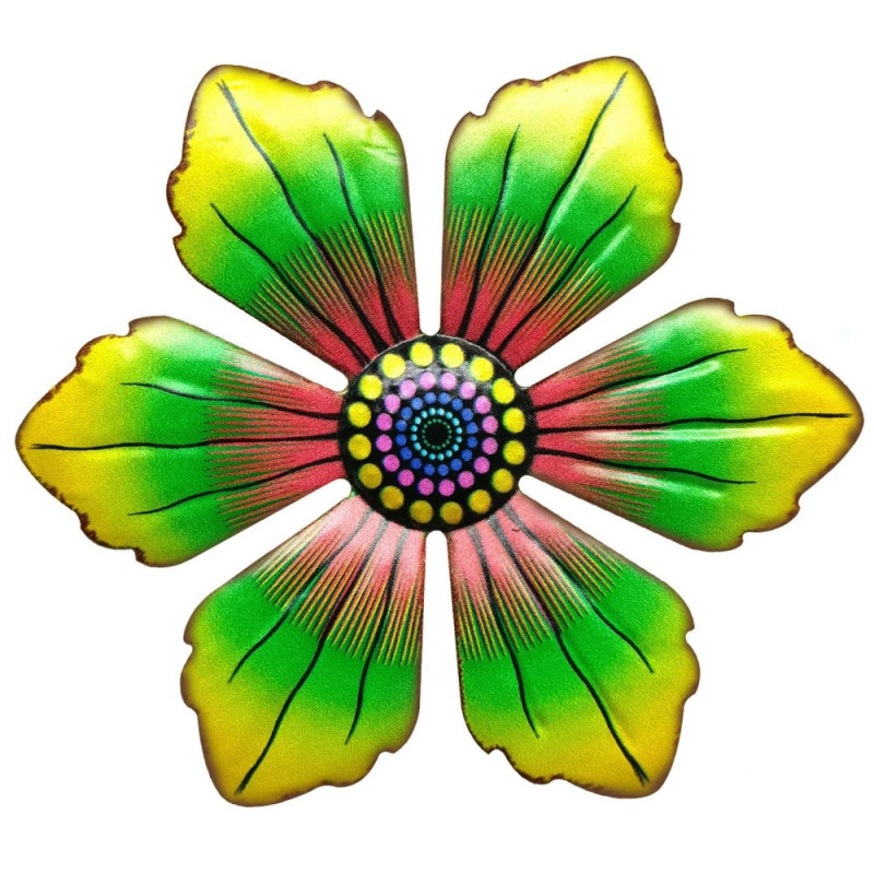 Flower Metal Wall Decor Garden Ornament 15x15x0.8cm - Green