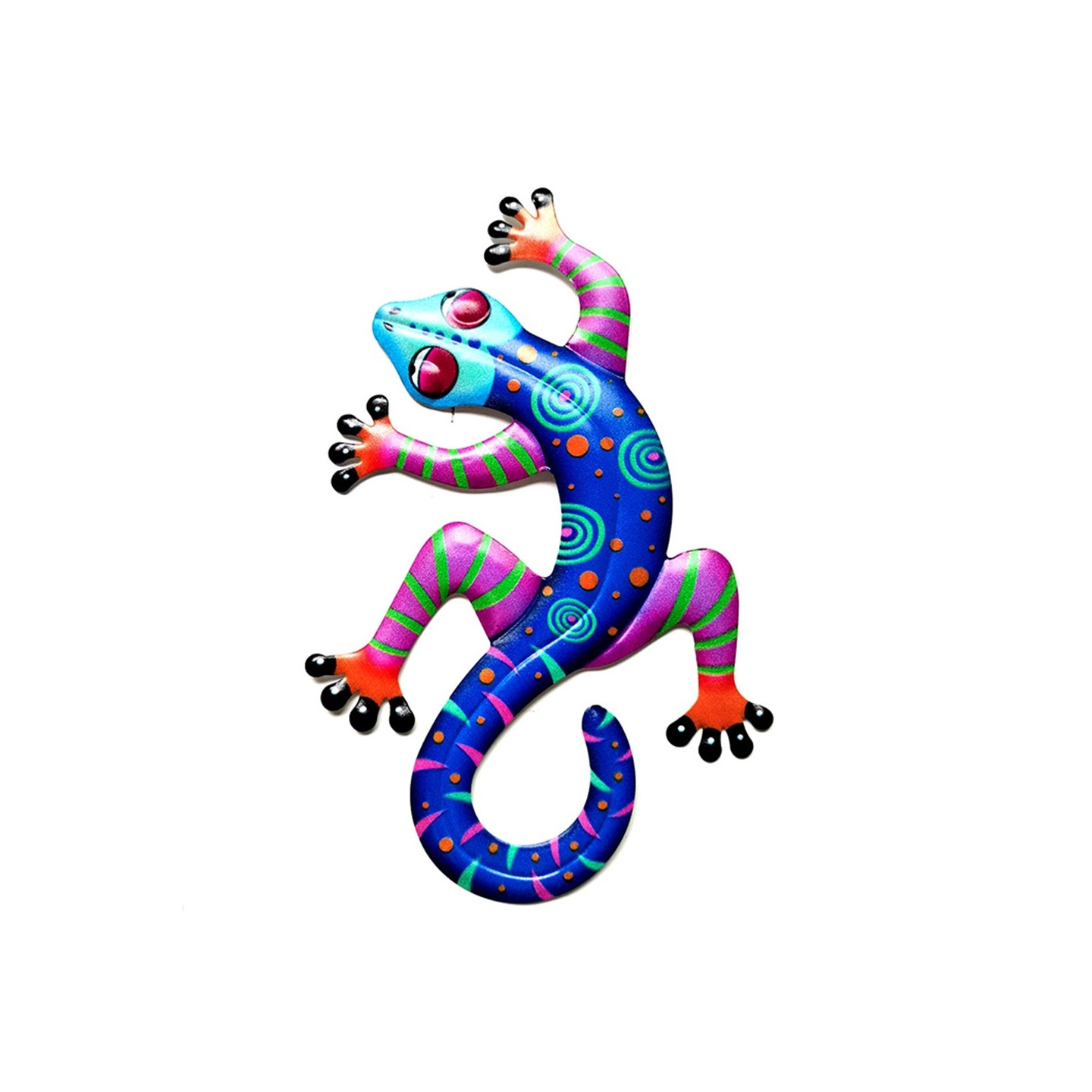 Gecko Lizard Veggklistremerke Hagepynt 14x21.8x0.8cm - Blå