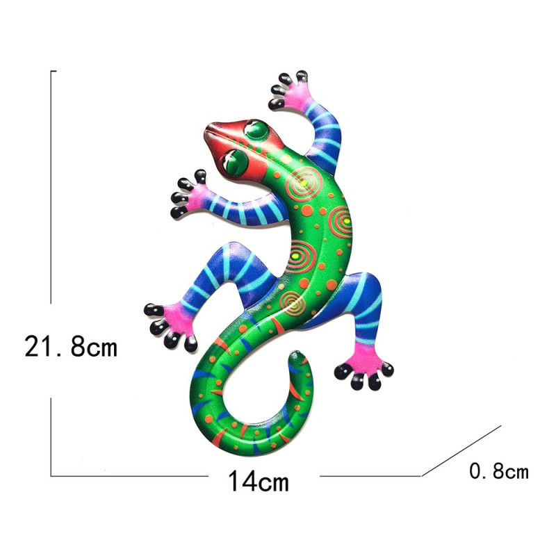 Gecko Lizard Wall Decal Garden Ornament 14x21.8x0.8cm - Green